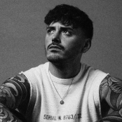 Musician Billy Reekie in black and white
